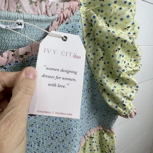 NEW IVY‎ CITY EMILY midi DRESS Tiered Ruffle Smocked Patchwork 5X CottageCore - Picture 8 of 16